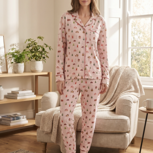 Long Sleeve Notch Collar Top & Jogger Pajama Set
