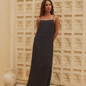 Aurora Maxi Dress Black Polka Dot