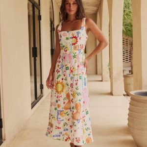 Darcy Linen Midi Dress La Dolce Vita