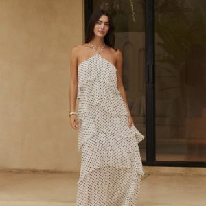 Dreamer Maxi Dress White Polka Dot
