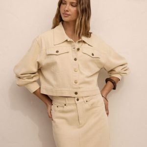 Easton Denim Cropped Jacket Cream