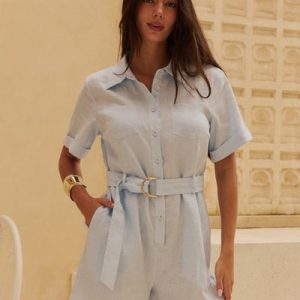 Loco Linen Playsuit Blue