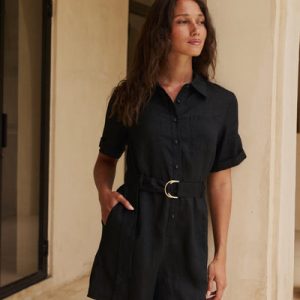 Loco Linen Playsuit Black