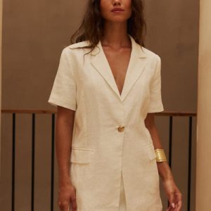 Montie Linen Top White