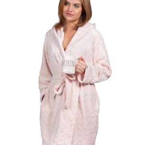 Spa-Day Hooded Plush Robe - Millennial Pink